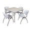 Kee Kee Square Table & Chair Set, Wood, Metal, Plastic Top, Maple TB4848PLBPCM47GY - alternate 1
